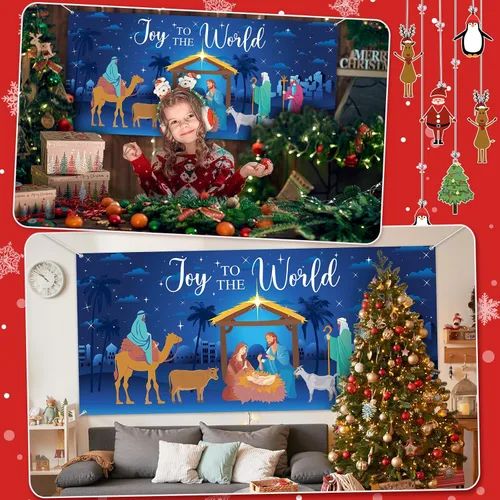Miniatura 6 de Buryeah Decoración navideña para puerta de garaje, 6 x 13 pies, cubierta de Navidad para puerta de garaje, telón de fondo grande para decoraciones