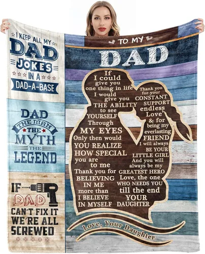 Miniatura 13 de Manta para papá, 50 x 60 pulgadas, regalo suave y duradero para papá, cumpleaños, día del padre, jubilación, perfecta para viajes, camping, oficina