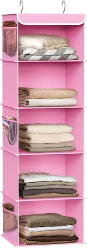 Miniatura 17 de Simple Houseware - Organizador colgante para clóset de 6 estantes, Rosa