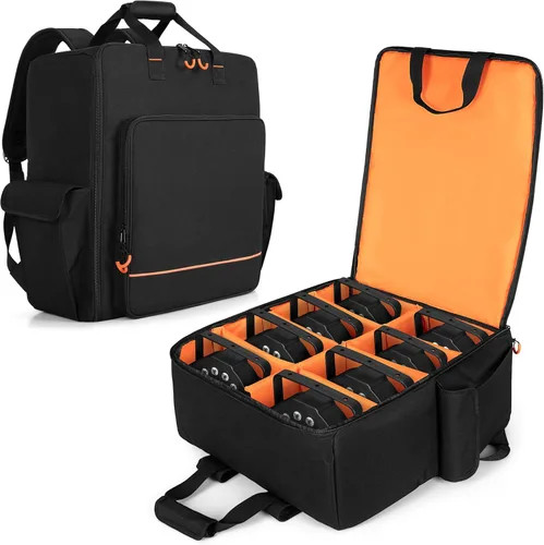 LUXJA Bolsa de luz acolchada para par (mochila) se adapta a 8 luces par, funda de luces par con divisor interior y bolsillos para accesorios, color