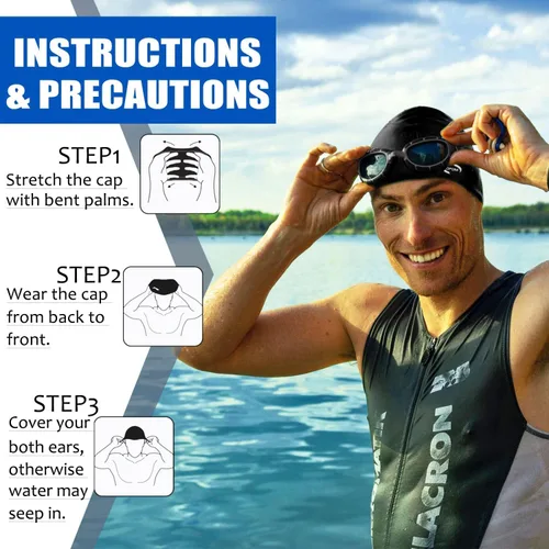 Miniatura 5 de Gorro de natación de silicona para mujer, sombreros de natación gruesos de alta elasticidad para cabello largo, gorras de natación para mujeres