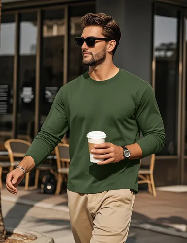 Miniatura 2 de Cotrasen - Camisetas básicas de manga larga para hombre, de algodón, con cuello redondo, transpirables, suaves y casuales