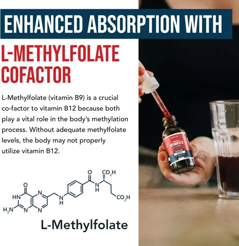 Miniatura 4 de BioActive Vitamina B12 1000 mcg Contiene 3 formas bioactivas B12 Plus metilfolato Cofactor - Metilo B12, adenosilo B12 e hidroxi B12