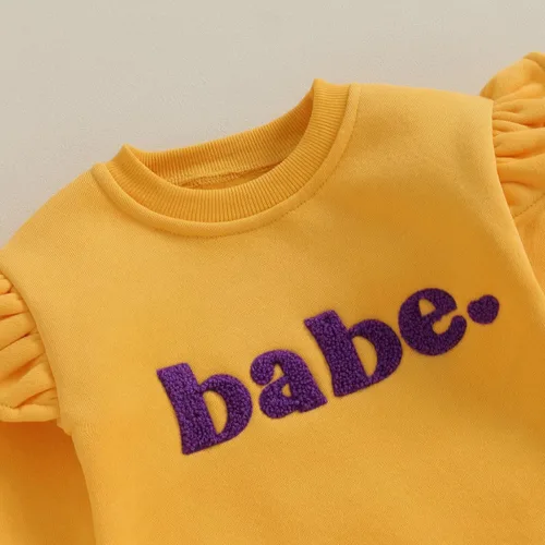 Miniatura 5 de FYBITBO Ropa de otoño e invierno para bebé, sudadera de manga larga con volantes, mameluco de burbujas, lindo atuendo cálido