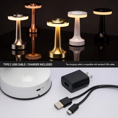 Miniatura 8 de O'Bright Lámpara de mesa LED portátil con sensor táctil, brillo de 3 niveles, batería recargable de hasta 48 horas de uso, luz nocturna para Blanco