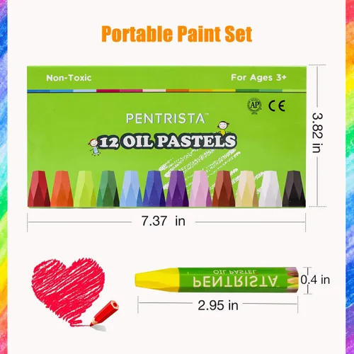 Miniatura 7 de Pasteles al óleo, 12 colores surtidos, juego de pasteles al óleo para actividades en interiores en casa, crayones suaves al óleo para niños