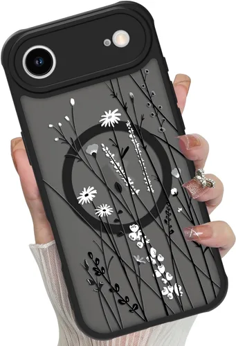 Miniatura 60 de Funda magnética para iPhone 17 Pro [compatible con MagSafe], bonita funda de moda con estampado de leopardo negro, translúcida, mate, parte trasera