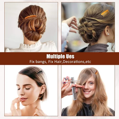 Miniatura 2 de Juego de 24 piezas de peines laterales franceses giratorios para el cabello, clips de plástico accesorios para el cabello para mujeres