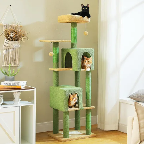Miniatura 12 de MUTTROS Árbol gótico para gatos de 59 pulgadas con cama de ataúd, torre negra para gatos de interior con amplio condominio para gatos y hamaca