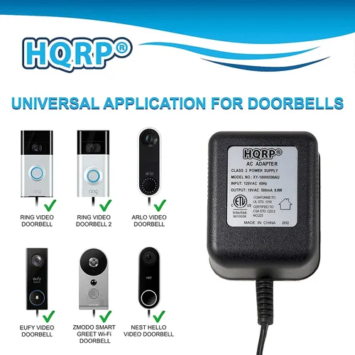 Miniatura 4 de HQRP Transformador adaptador de corriente alterna de 18 voltios compatible con timbres de video inteligentes Nest Hello, Ring, Ring-2, Ring-3, Arlo