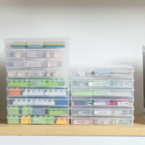 Miniatura 7 de novelinks Paquete de 12 cajas transparentes de almacenamiento de fotos de 5 x 7 pulgadas, estuches organizadores de imágenes de plástico con tapas