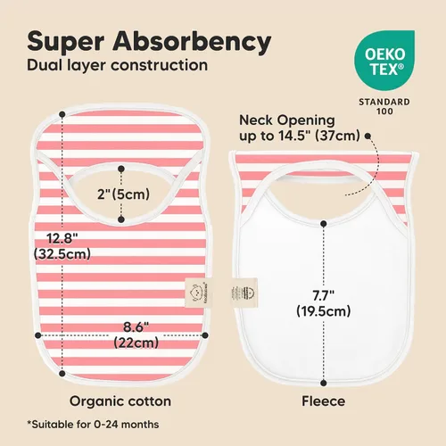 Miniatura 3 de KeaBabies Paquete de 8 Baberos para Niños y Niñas, Baberos sin Botones para Babear, Dentición de Bebés Niñas y Niños Pequeños, Recién Nacidos