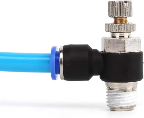 Miniatura 2 de SNS Empuje de la válvula de control de flujo de aire del codo de 90 grados para conectar la válvula de control de velocidad de ajuste 1/2 "tubo OD x