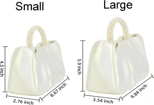 Miniatura 5 de Valleycomfy Bolsos de mano de noche con perlas para mujer, de cuero suave, fruncidos, cruzados, bolsa de hombro para fiestaboda