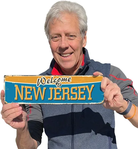 Miniatura 4 de SmartSign Letrero de metal vintage de 4 x 14 pulgadas "Welcome To New Jersey State", aluminio a prueba de óxido de 40 mil con recubrimiento