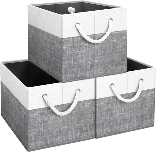 Miniatura 22 de Fab totes Contenedores de almacenamiento [2 unidades], cestas de almacenamiento plegables para organizar juguetes, libros, estantes, armario, caja