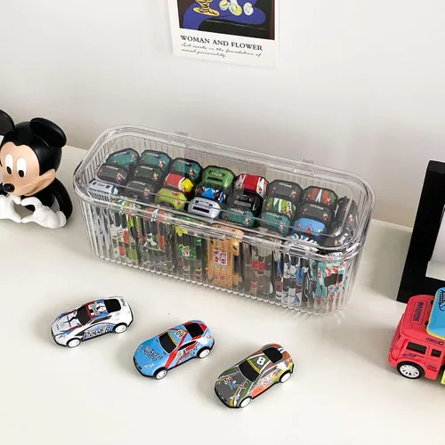 Miniatura 4 de Organizador de bolígrafos transparente con tapa, caja de almacenamiento de accesorios de cajón de escritorio de plástico para oficina en casa