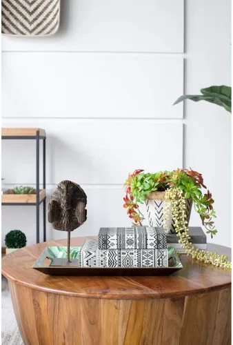 Miniatura 2 de A & B Home Bandeja decorativa de desayuno rectangular con estampado de hojas verdes con asas, plástico seguro para alimentos, 11.80 x 1.4 x 18
