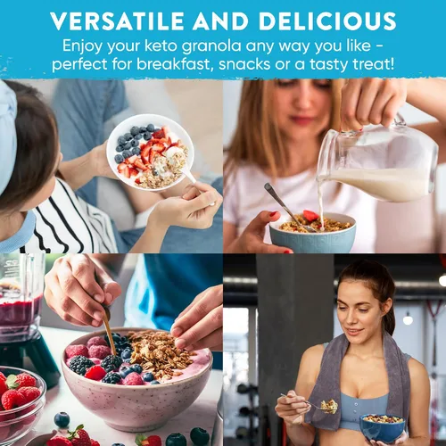 Miniatura 7 de Andes Secret Granola en polvo de espirulina – Almendras, nueces y avellanas – Granola Keto alta en proteínas sin azúcar, granos y gluten – 11 oz