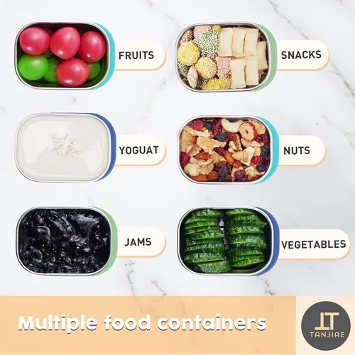 Miniatura 6 de Tanjiae Recipientes Pequeños (1 TAZA) de Acero Inoxidable para Bocadillos para Niños Recipientes de Comida Fáciles de Abrir a Prueba de Fugas