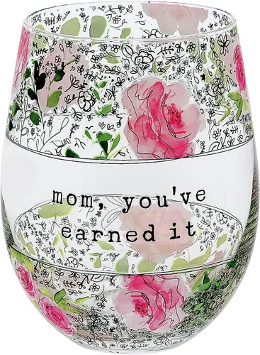 Pavilion Gift Company - Vaso de vino sin tallo de 18 onzas para mamá, regalos para mamá de hija, hijo, niños, regalos del día de la madre para mamá,
