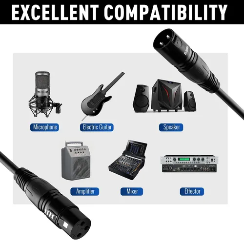 Miniatura 5 de Cable XLR de Micrófono de 15 Pies, Elecan Cable de Altavoz XLR Balanceado de Servicio Pesado (De 25-200 Pies) Cable de Micrófono Blindado de 3 Pines