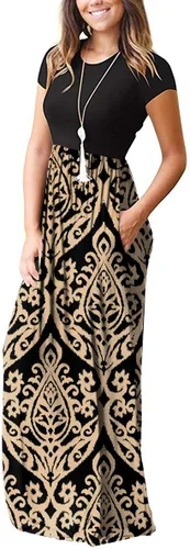 Miniatura 2 de GRECERELLE - Vestido largo y de manga corta para mujer, estilo informal, con bolsillos