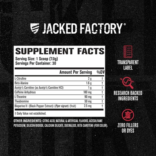 Miniatura 8 de Jacked Factory Nitrosurge Shred Termogénico Pre-Entrenamiento en Piña Naranja y Potenciador de óxido nítrico N.O. XT para hombres y mujeres