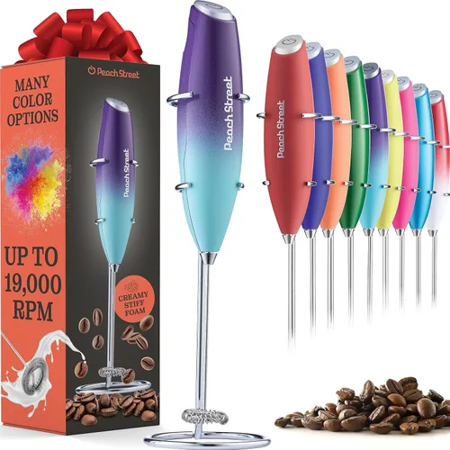 Miniatura 17 de Potente espumador de leche de mano, mini espumador de leche, funciona con pilas (no incluida), mezclador de bebidas de acero inoxidable para café