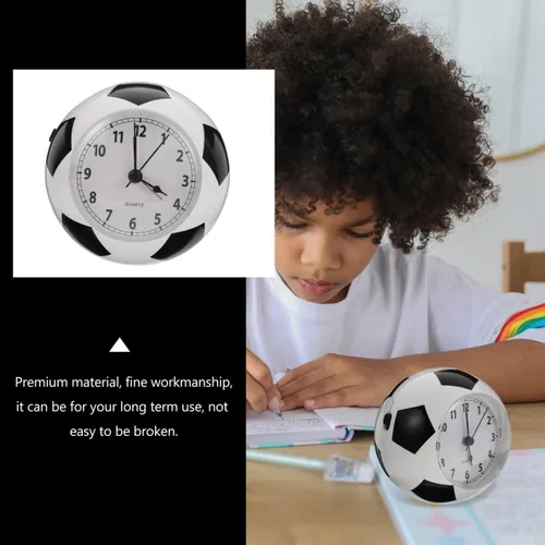 Miniatura 7 de Wakauto - Reloj despertador de escritorio con forma de balón de fútbol con campana silenciosa, reloj de mesa silencioso con luz nocturna de 4.72