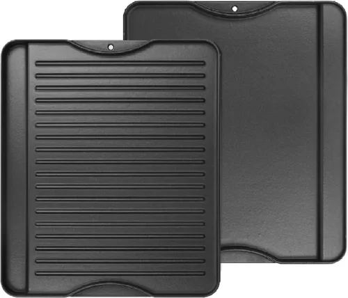 Plancha de cocina de hierro fundido pre-sazonada reversible 2 en 1 de 14" x 16" para estufa de gas/carbón/eléctrica/propano/parrilla de gas, plancha