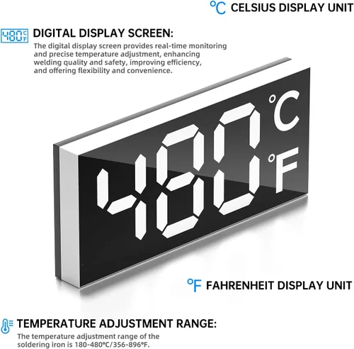 Miniatura 3 de Kit de soldador, pistola de soldadura digital LCD de 90W 110V, herramienta de kit de soldador de 12 en 1, temperatura ajustable de 180-480°C, 5 Azul