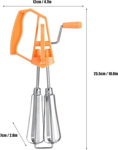 Miniatura 2 de Batidor giratorio de huevos, batidor manual de huevos, mezclador manual de acero inoxidable, batidor de mano con manivela con mango de plástico