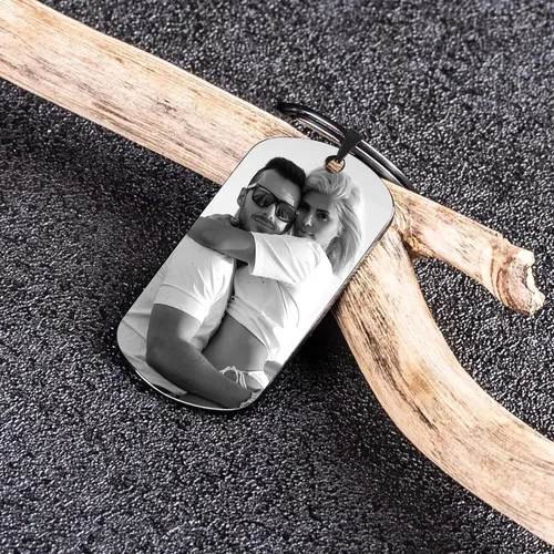Miniatura 2 de BotheYi Llaveros personalizados con fotos personalizadas, llaveros con texto grabado, nombre de perro para novio, hombres, regalos conmemorativos
