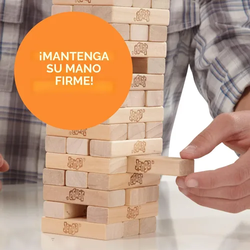 Miniatura 4 de Hasbro Gaming Jenga - Juego de torre tambaleante de bloques de madera apilables Juegos de fiesta para niños y familias Regalitos Edades 6+