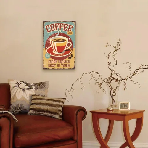 Miniatura 6 de Letrero de metal vintage de 8 x 12 pulgadas, letrero retro de hierro caliente para café caliente, aspecto óxido, fresco preparado, mejor