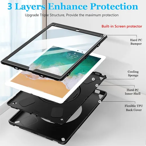 Miniatura 6 de Funda para iPad Pro 12.9 de 2ª generación 2017 y 2015 de 1ª generación, funda protectora de TPU resistente con protector de pantalla, soporte