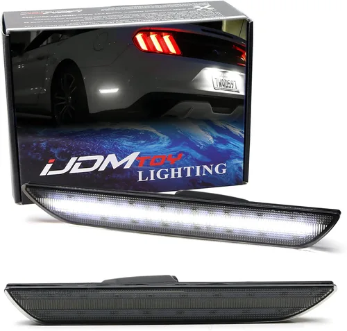 Miniatura 13 de iJDMTOY - Kit de focos laterales traseros con lente transparente roja LED completa Compatible con Ford 2015-23 Mustang, alimentado por 48-SMD LED
