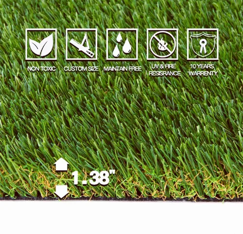 Miniatura 2 de Alfombra de césped artificial, 5 x 5 pies (25 pies ²) de altura del pelo de 1.38 pulgadas de altura para interiores y exteriores, sintética