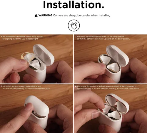 Miniatura 6 de elago – Protector antipolvo para AirPods (chapado en oro de 18 quilates, protege los AirPods de restos de hierro y metal, aspecto lujoso)