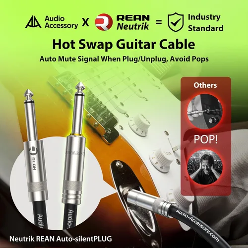 Miniatura 3 de AA AUDIO ACCESSORY Cable de Guitarra Silenciosa 6.6 pies, Neutrik REAN silentPLUG, Nylon Trenzado Reforzado con Kevlar Anti-Enredos, Silenciamiento