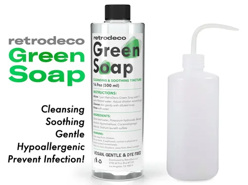 Miniatura 2 de Tintura ultra concentrada de 16.9 oz de jabón verde para tatuajes USP: hace 1.3 galones de jabón verde con botella exprimible XL de 16.9 oz