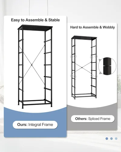 Miniatura 4 de Crestlive Products Torre de Almacenamiento Vertical para Cómoda - Marco de Acero Resistente, Superficie de Madera, Contenedores de Tela de Fácil
