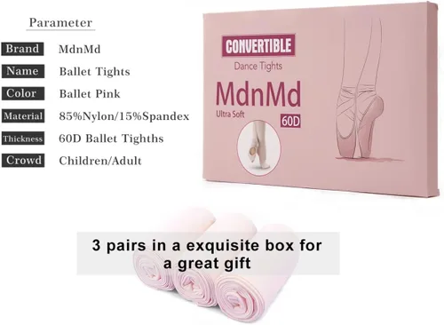 Miniatura 3 de MdnMd Girls' Women's Ballet Tights Ultra Soft Convertible Dance Leggings Transition Tights for Toddler Kids Adult