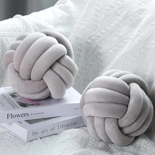Miniatura 11 de Namalu 2 piezas de almohada bola de nudo suave, cojines decorativos redondos anudados, almohadas de bola rellenas hechas a mano para dormitorio