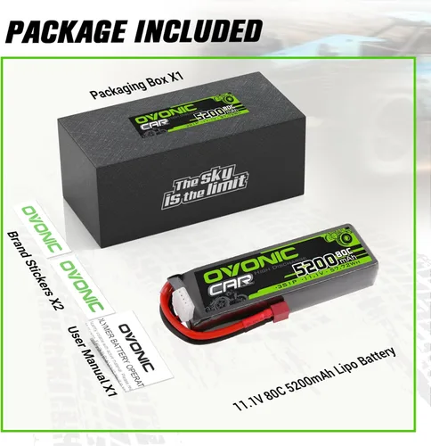Miniatura 6 de OVONIC 3S Lipo Battery 5200mAh 11.1V 80C Batería RC con conector T estilo Dean para coches RC, barco, camión, helicóptero, avión de carreras, modelos