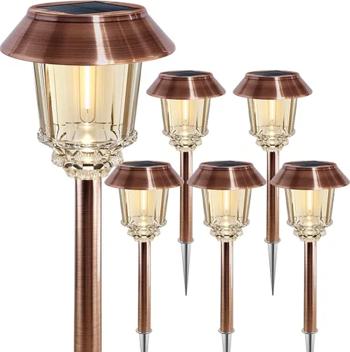 Miniatura 10 de XMCOSY Luz solar de camino – Set de luces LED de paisaje automáticas (2 unidades), cubierta de cristal impermeable, brillo, luz blanca cálida