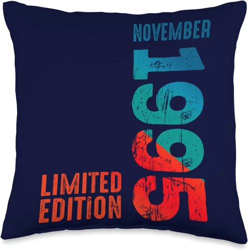 Birth Since Month November 1995 Retro Vintage Year Edición limitada November Year Retro 1995 - Almohada de 16 x 16 pulgadas, multicolor
