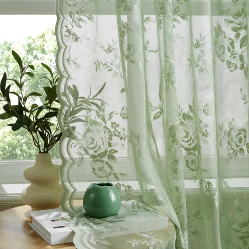 Miniatura 21 de SEEKRIGHT - 2 paneles de cortinas traslúcidas de encaje negro, cortinas góticas florales, cortinas victorianas con bolsillo para cortinero
