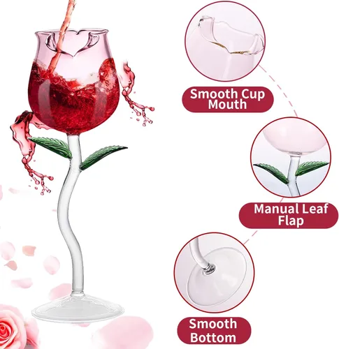 Miniatura 3 de Juego de 2 copas de vino rosa creativas copas de champán copas de vino tinto con clase, regalos ideales para inauguración de la casa, boda